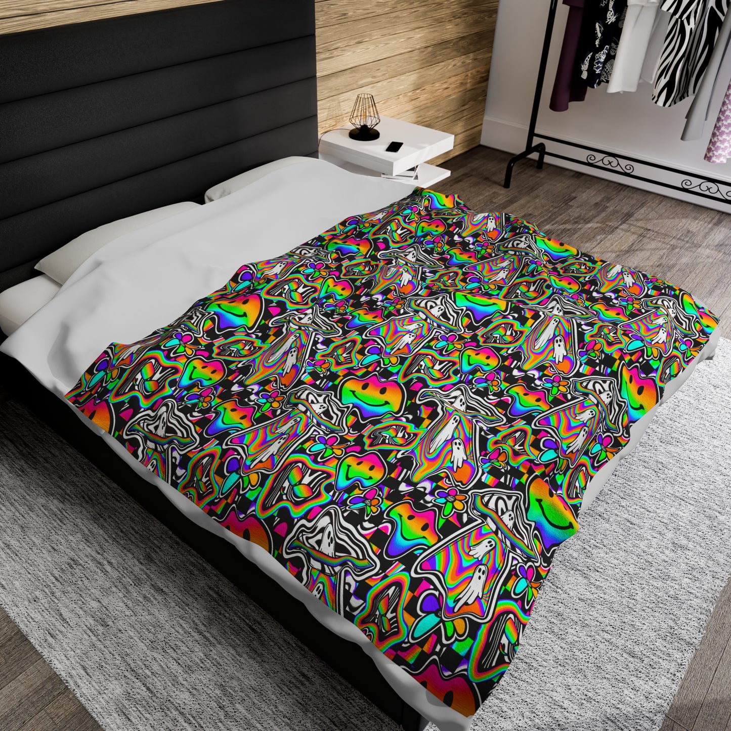 Trippy rainbow Velveteen Plush Blanket