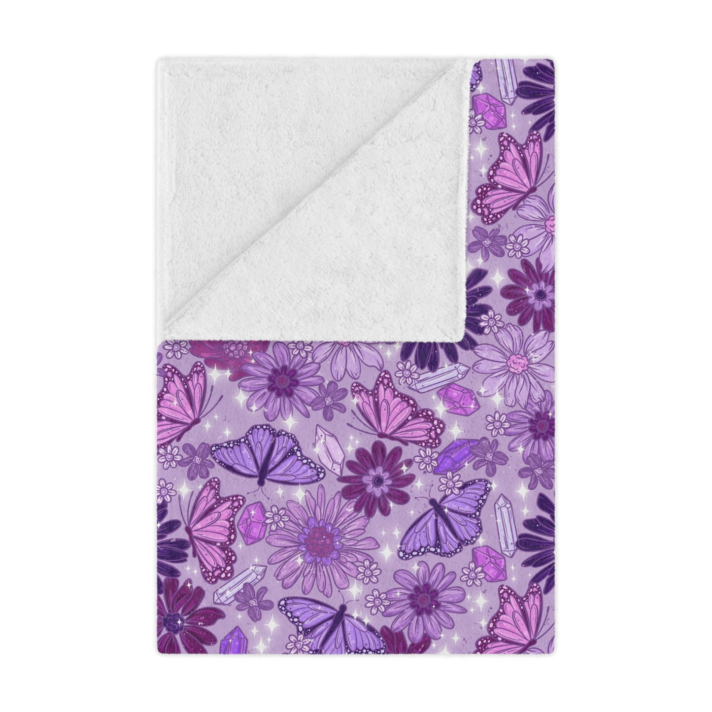 Purple Butterfly and floral Minky Blanket