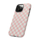 Pink Checkered Tough Phone Case for Iphones, Samsungs, and Google phones