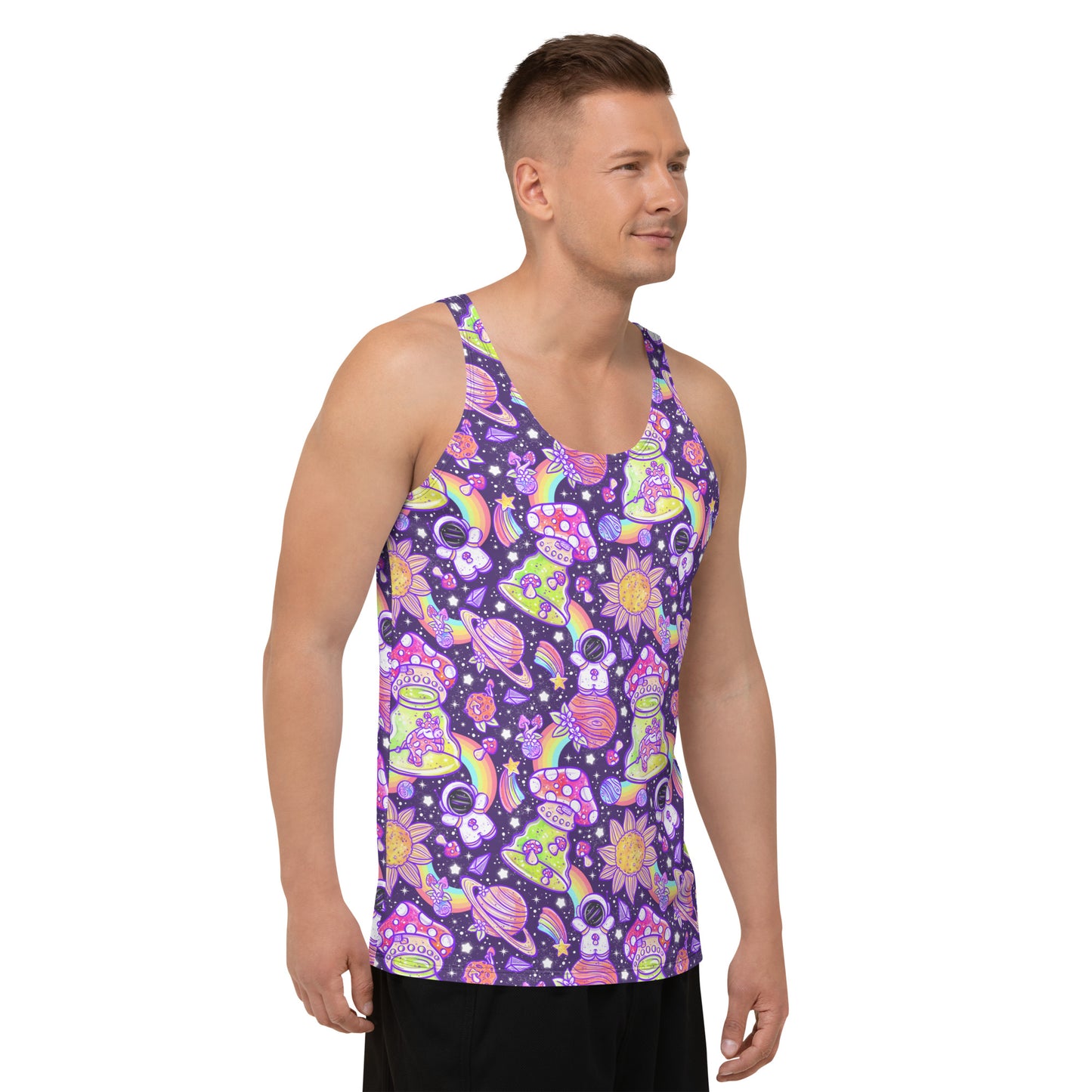 Space Shrooms Mens Rave Tank Top, Plus Sizes Available