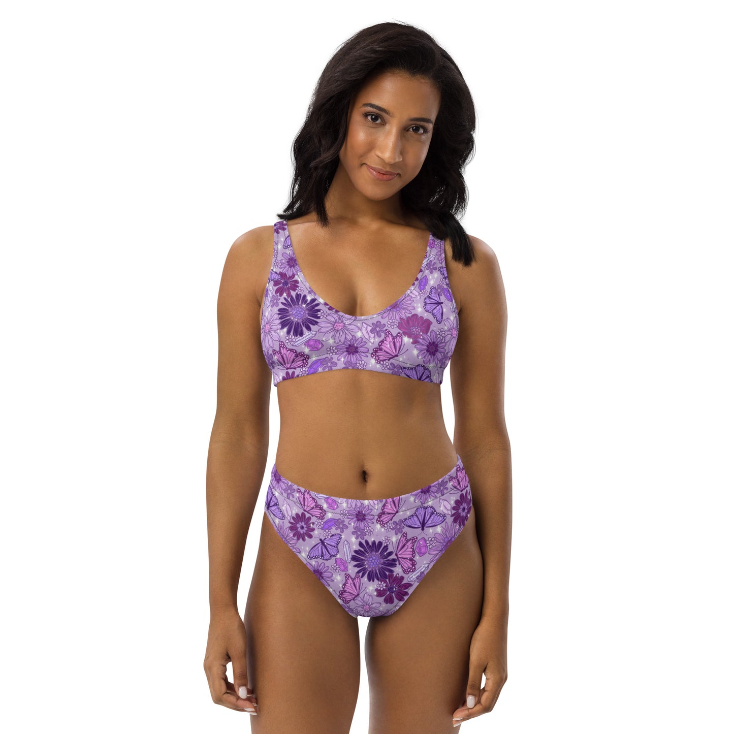 Purple floral butterfly rave outfit SET