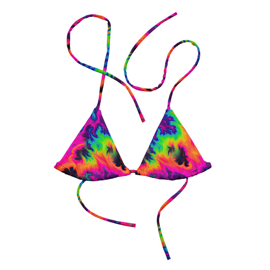 Tie Dye string bikini rave top, plus sizes available