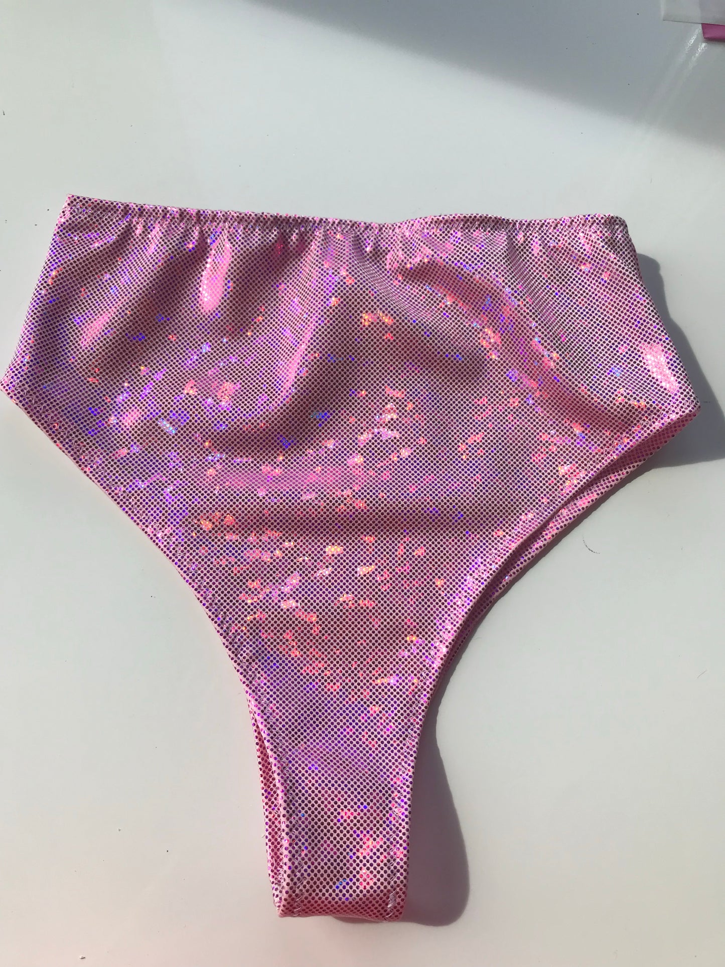 SALE - Holographic High Waisted Cheeky Rave Bottoms, AVAILABLE IN MORE COLORS