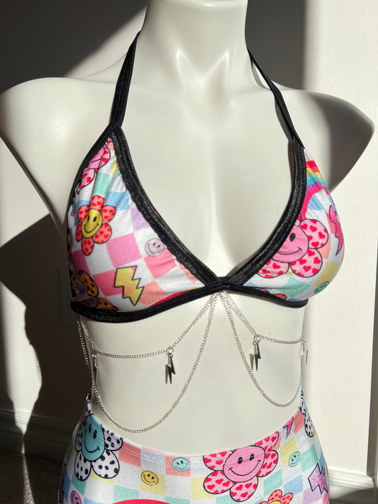 Funkadelic Rave Charm And Chain Bralette / Rave Top