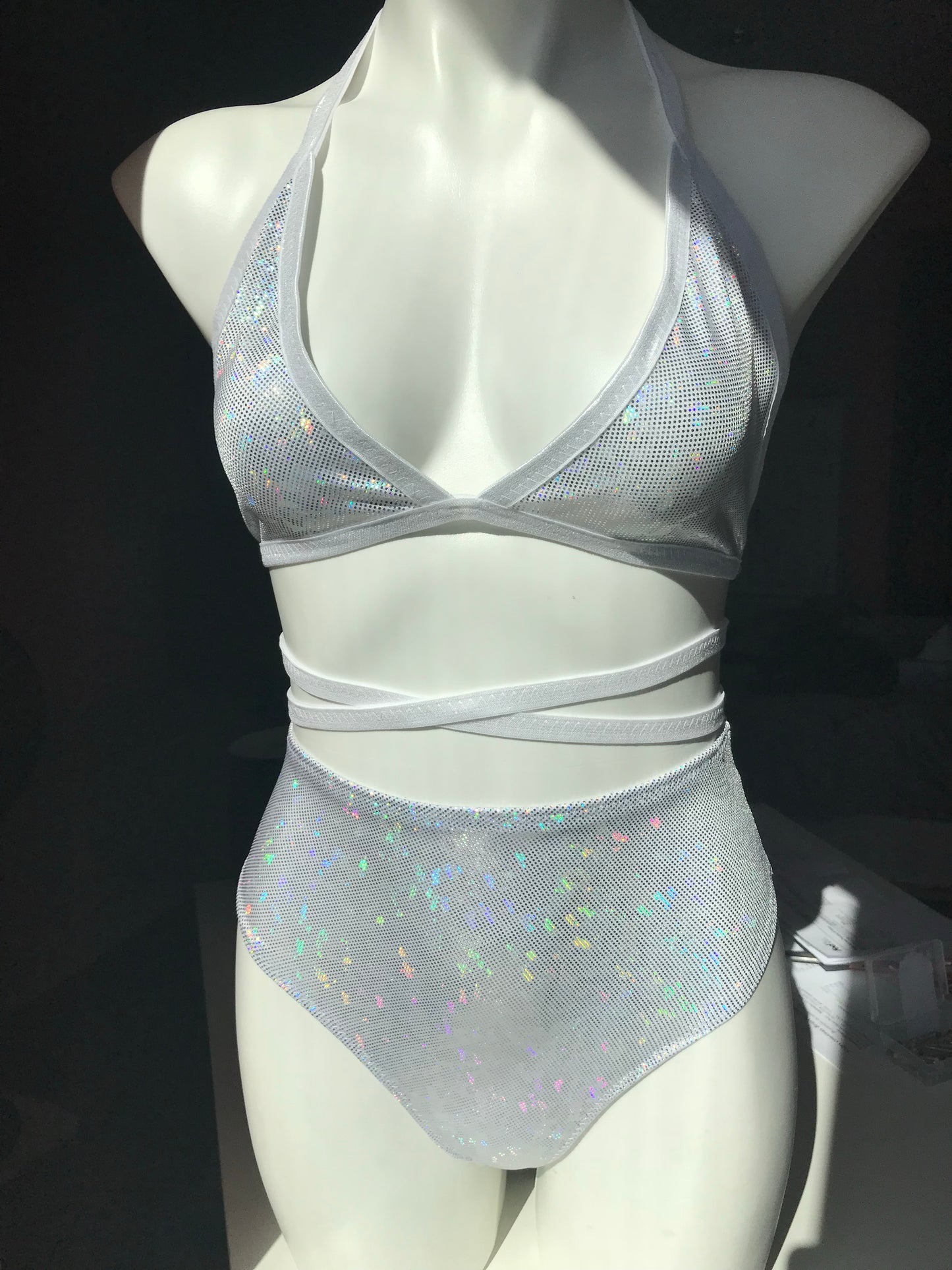 SALE - Holographic High Waisted Cheeky Rave Bottoms, AVAILABLE IN MORE COLORS
