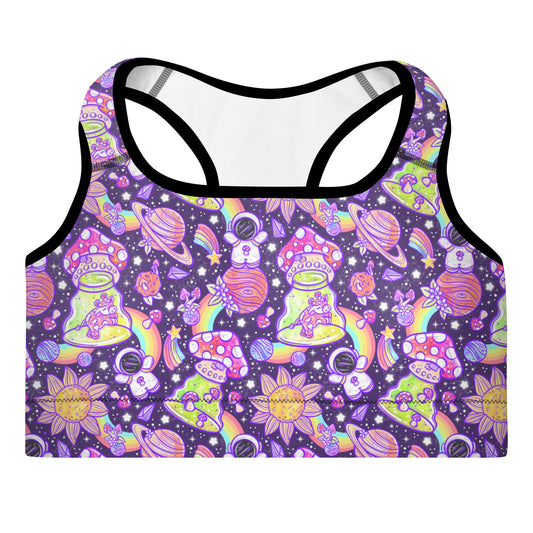 Space Shrooms Padded Sports Bra