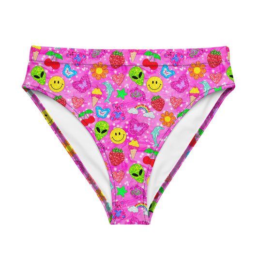 Nostalgic Neon Pink high-waisted bikini rave bottom