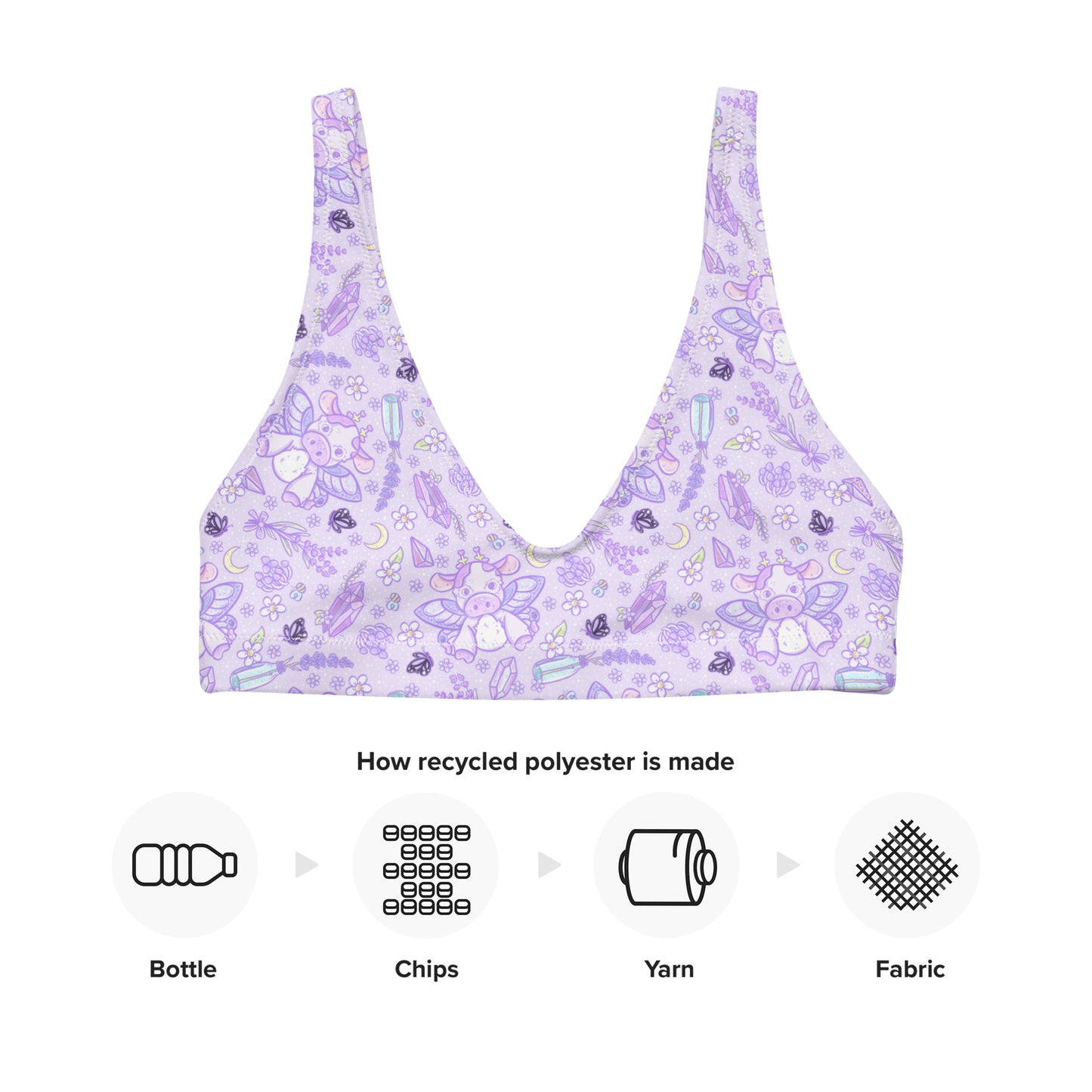 Lavender Cow padded rave top, plus size available