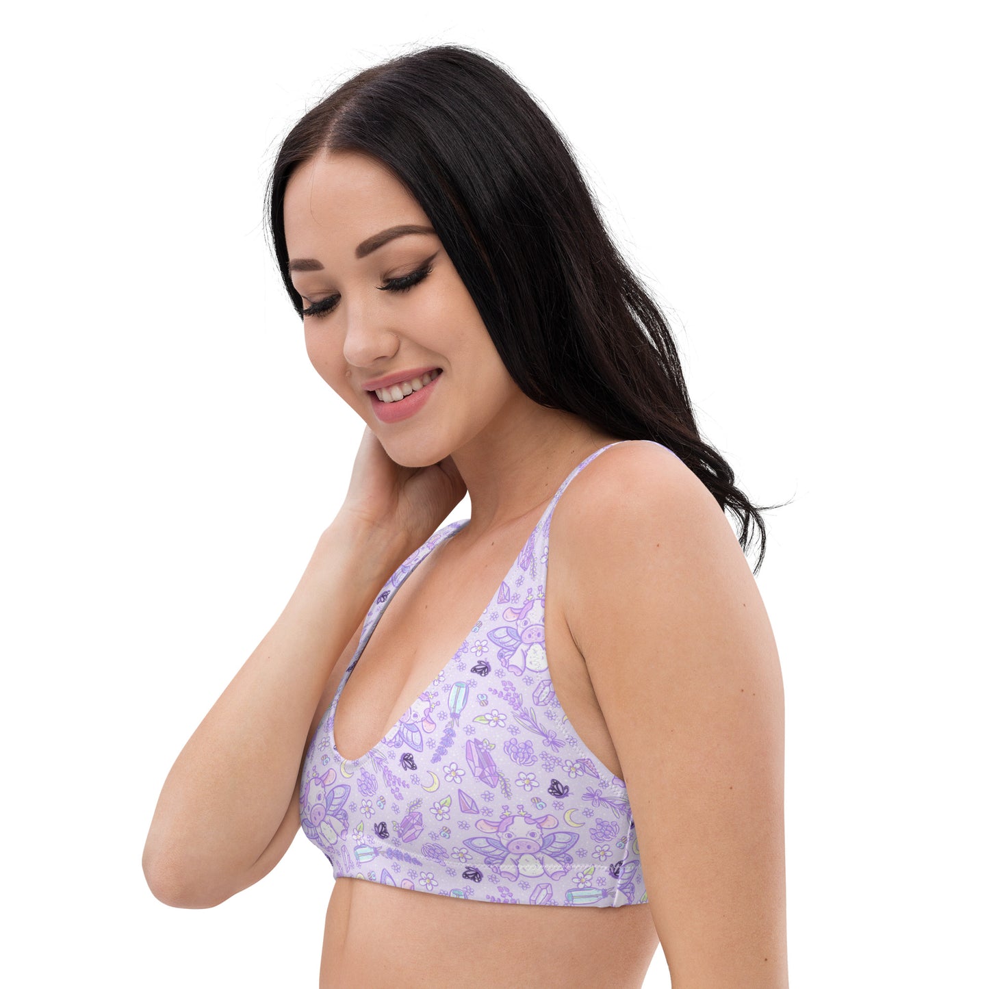 Lavender Cow padded rave top, plus size available