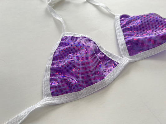 SALE - SMALL - Purple Holographic Bralette / Rave Top